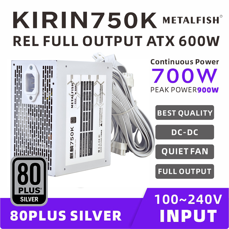 Power Supply 750W - METALFISH KIRIN750K Beyaz Kasa Güç Kaynağı